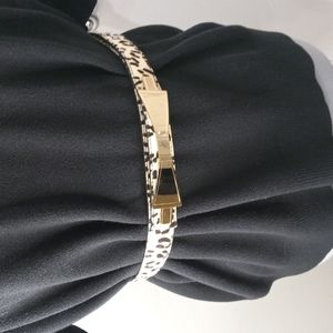 Animal Print Belt with Gold Tone Buckle. Size S